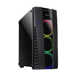 CASE GAMING ATX PER PC CTESPORTS VELA USB 3.0 NERO PENNELLO LATERALE IN VETRO CON VENTOLE ANTERIORI INCLUSE