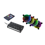 SET 4 VENTOLE CON CONTROLLER PER CASE CTESPORTS 12CM ANELLO LUMINOSO LUCE RAIMBOW CON TELECOMANDO