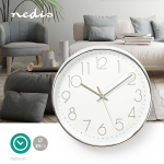 OROLOGIO DA PARETE CIRCOLARE DIAMETRO 30CM TRENDY NEDIS BIANCO SILVER