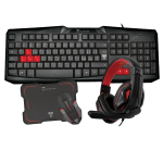 KIT TASTIERA + MOUSE + PAD + CUFFIE DA GAMING TECHMADE USB CON FILO NERO/ROSSO TM-GAMINGSET2