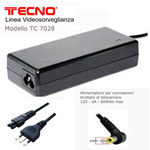 ALIMENTATORE STABILIZZATO PER TELECAMERA TECNO TC-7028 12V 5A 5,5/2,5MM