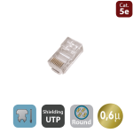 PLUG CAT.5e RJ45 UTP PER CAVO TONDO FLESSIBILE WP CABLING CONFEZIONE 10 PEZZI