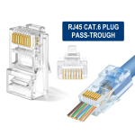 CONNETTORE RJ-45 PLUG CON CAVO PASSANTE PER CAVO DI RETE CAT6 PER CAVO RIGIDO E FLESSIBILE CONF.100 PZ EWENT IM1206