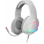 CUFFIE GAMING Mars Gaming MH222, Cuffie da Gioco Over Ear FRGB con Mic, HiFi, Cancellazione del Suono, Ultra Leggere, White