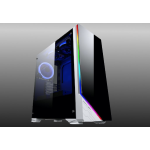 Cortek Blade - Case Gaming ATX Mid-Tower con Pannello Laterale in Vetro Temperato, Pannello Frontale in Vetro, Strip RGB Frontale, Flusso D’Aria Elevato, Ventola Posteriore 120 mm, BIANCO