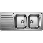 BLANCO Lavello DINAS inox cm 116 2 vasche e gocciolatoio laterale - Bordo slim acciaio da incasso (Gocciolatoio a SINISTRA)