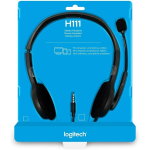 Logitech H111 Cuffie Cablate per Computer, Stereo con Microfono, Cancellazione Rumore, ?Jack Audio da 3.5 mm, PC/Mac/Laptop/Smartphone/Tablet, Nero