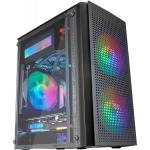 MARSGAMING MC300 - Case Gaming Compatta, Per MicroATX / Mini-ITX, Vetro Temperato, MESH Frontale, 3xVentole FRGB, Nero, 30 x 19 x 35.3 cm 