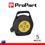 PROLUNGA AVVOLGICAVO 5 METRI CON MULTIPRESA 4 POSTI SCHUKO 16A CON PROTEZIONE TERMICA | PROPART PEAXS-5-BK