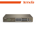 HUB SWITCH DI RETE 16 PORTE POE + 1 PORTA GE + 1 PORTA SFP UNMANAGED TENDA TEF1118P-150 10/100MBPS 150W