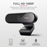 Trust Tyro Webcam PC Con Microfono Full HD 1080p, Auto-Focus, USB, Treppiede Incluso, Telecamera Per Hangouts, Skype, Teams, Zoom, Computer, Laptop - Nero